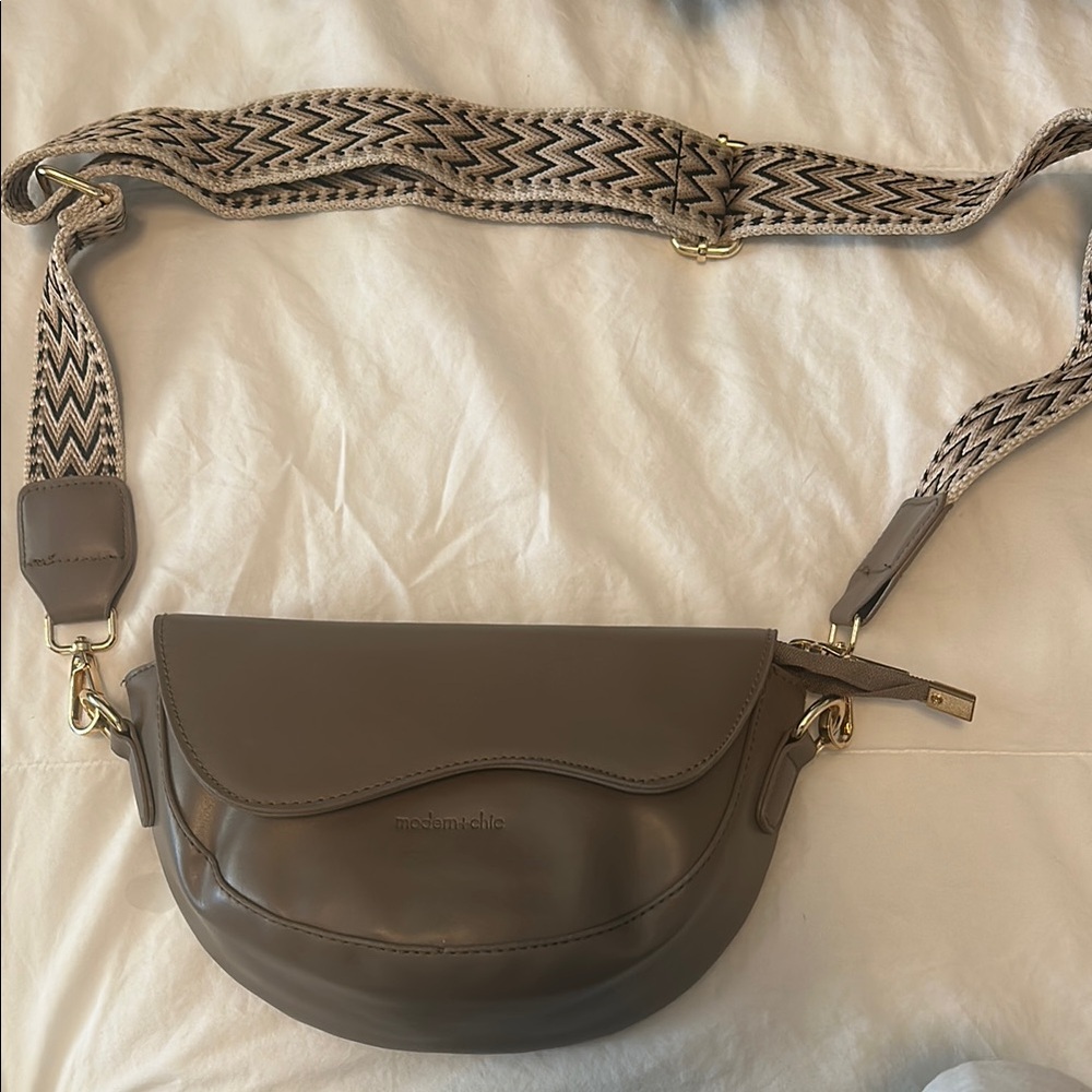Brown Crossbody Bag with Braided Strap